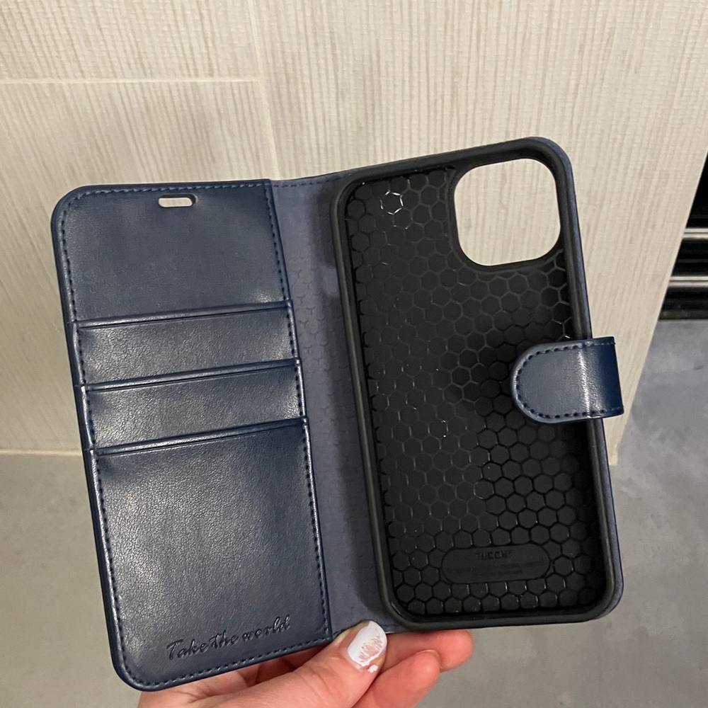 iPhone 13 Leather Waller Case - Navy